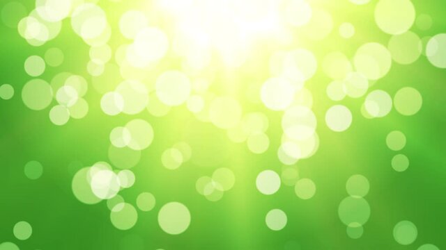 Abstract animated background with falling particles on green background