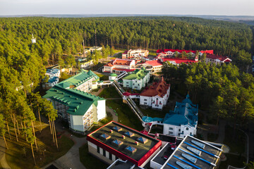 View from the height of the Autumn sanatorium Ruzhansky in Belarus - obrazy, fototapety, plakaty