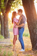 Fototapeta premium Portrait of young couple in summer