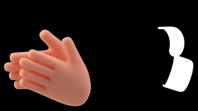 Clapping hands animation. Applause gesture. Emoticon sign. 3D cartoon emoji friendly funny style seamless looping 3D rendering video with alpha.