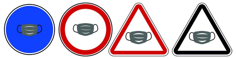 Wear a facemask vector sign set