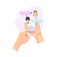 Human Hand with Smartphone Text Messaging in Chat Software Vector Illustration