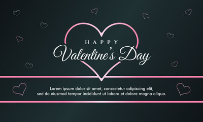 happy Valentine's day banner, background template with abstract pink heart concept