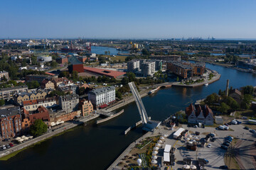 Fototapeta na wymiar Gdansk aerial view on city and port