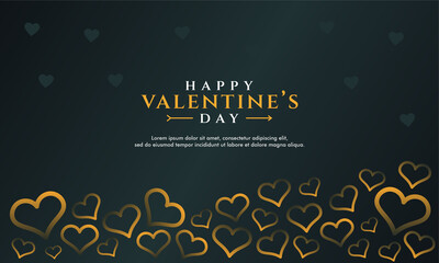 happy Valentine's day banner, background template with abstract gold heart ornament