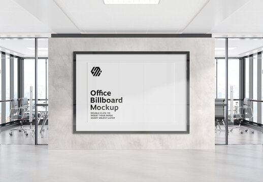 Frame Hanging On Office Wall Mockup