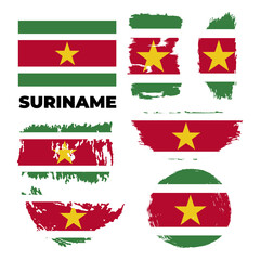 Brush painted grunge flag of Suriname country. Independence day of Suriname.