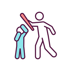 Physical abuse RGB color icon. Domestic violence towards children. Parent punch son. Inappropriate parental behavior. Child mistreatment. Kid maltreatment. Isolated vector illustration