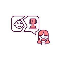 Unrealistic high expectation from parent RGB color icon. Mother upset with child. Kid harassment. Emotional abuse, stressful environment and unhealthy parenting. Isolated vector illustration