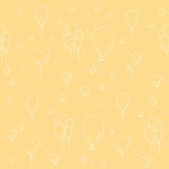 Cute background with balloons. Seamless background. Hand drawn.