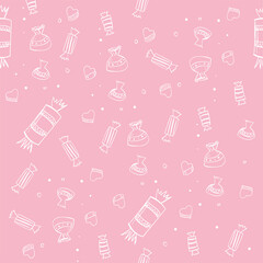 Sweets. Seamless background. Hand drawn