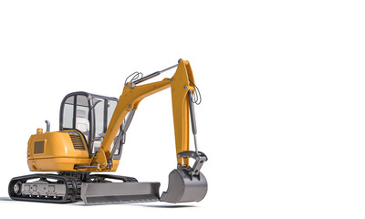 small excavator on the white background.
