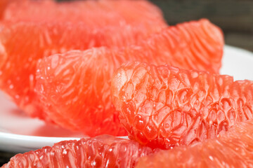 red grapefruit , closeup