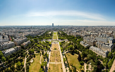 view from Eiffel tower to champ de mars