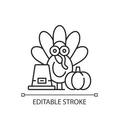 Thanksgiving linear icon. Festive occasion. Traditional family party. Seasonal gathering. Thin line customizable illustration. Contour symbol. Vector isolated outline drawing. Editable stroke