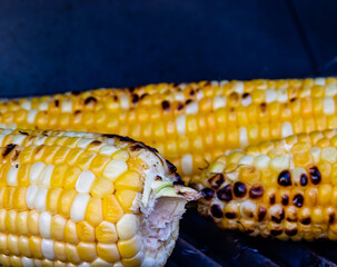 Corn and red pepper on the grill. Calgary, Alberta, Canada