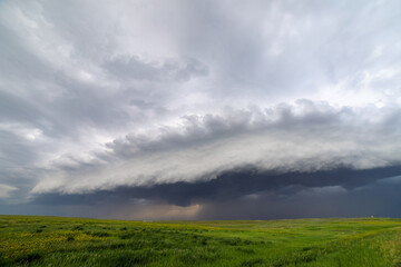 Fototapeta na wymiar Shelf cloud ahead of a derecho storm