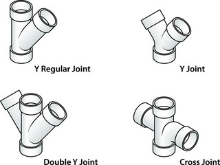 PVC pipe fittings: a selection of Y joints.