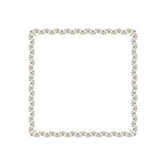 Rectangular frame flower pattern with multicolored petals. For greeting cards, children's books, scrapbook.
