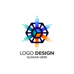 Colorful cubes for technology and app logo design