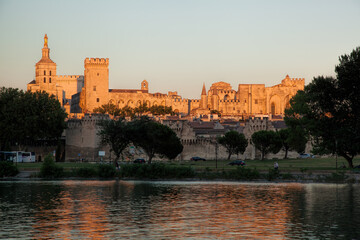 Fototapeta premium Avignon with Popes Palace during sunset in Provence, France