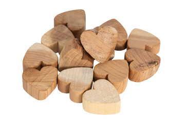 wooden hearts isolated on white background with clipping path