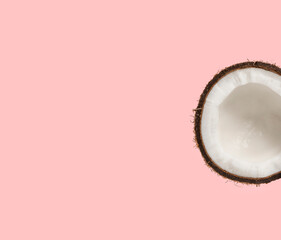 minimalistic design with copy space of cocnuts nuts raw ripe tropical food