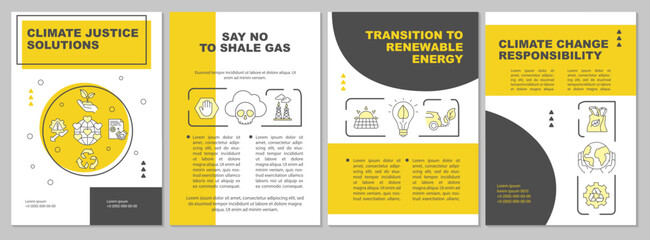 Climate change responsibility brochure template. Flyer, booklet, leaflet print, cover design with linear icons. Nature protection. Vector layouts for magazines, annual reports, advertising posters