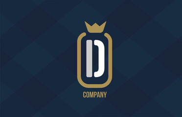 D king crown alphabet letter logo for corporate and company. Blue white design. Can be used as an icon for a luxury brand