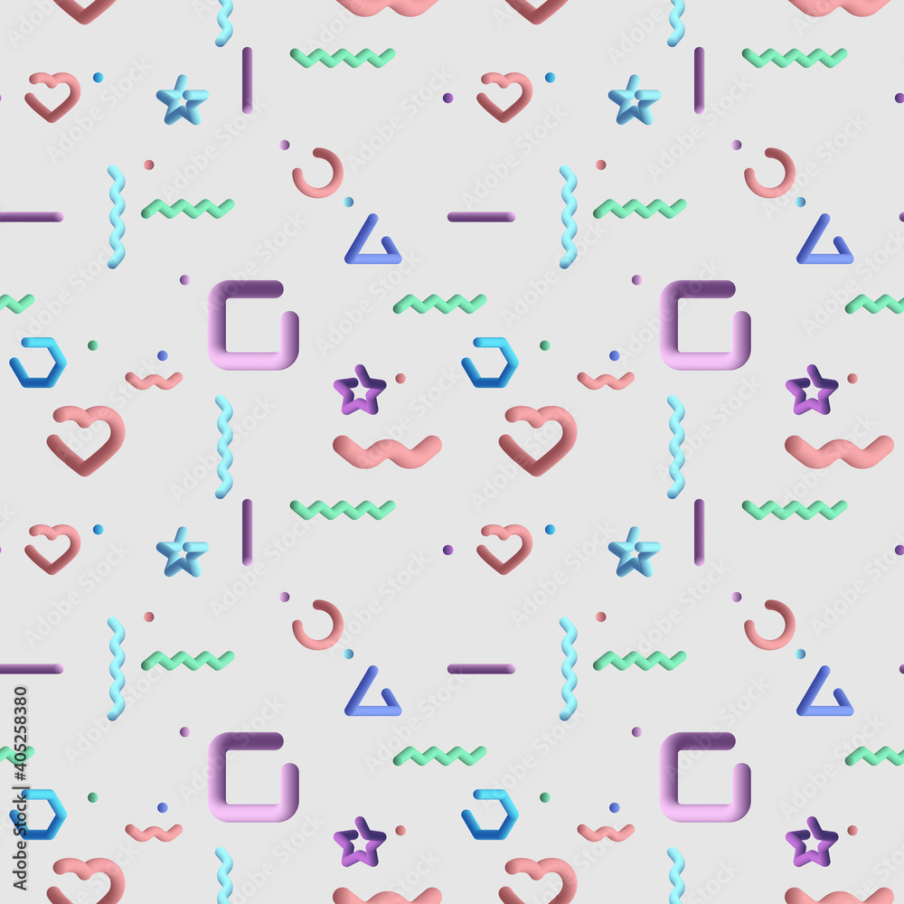 Poster 3d shapes. different geometric shapes in 3d design. liquid geometric shape with color. background se