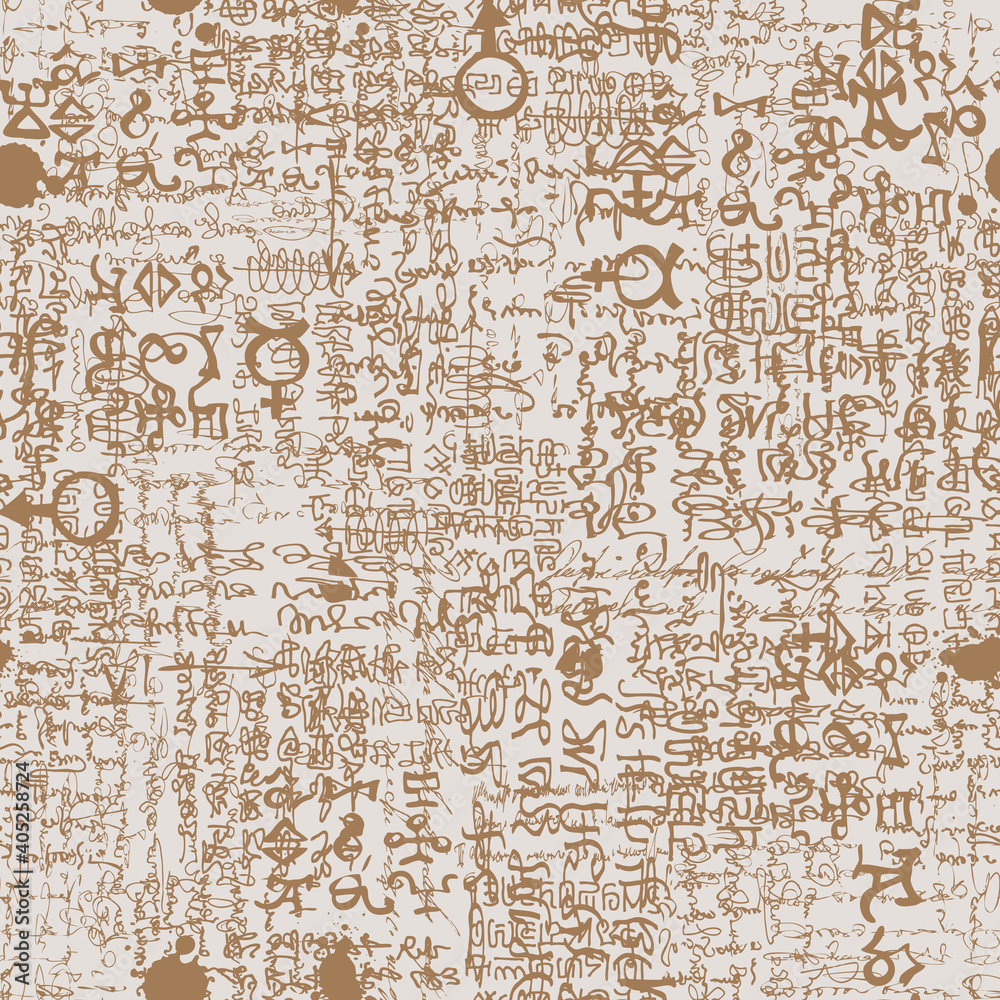 Wall mural vector image of abstraction in the style of old blurry manuscript graphics can be used as wallpaper 
