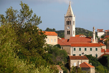 Fototapeta premium Small picturesque town Lastovo on island Lastovo, Croatia.