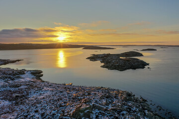 Sunset in winter drone photo