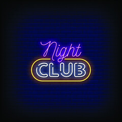 Night Club Neon Signs Style Text Vector