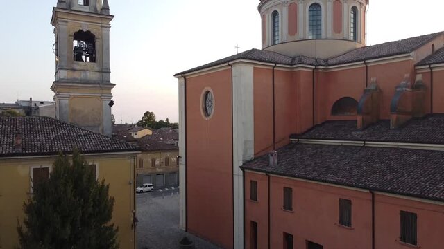 aerial view of the cathedral of Boretto Italy