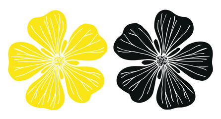 Flower imprint medicinal plant Althaea officinalis on a white background