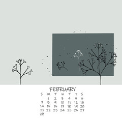 Calendar for the month with floral ornaments 2021