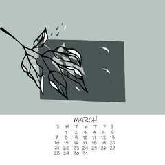 Calendar for the month with floral ornaments 2021