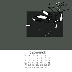 Calendar for the month with floral ornaments 2021