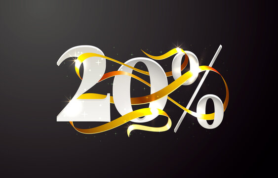 Ribbon off 20 sale discount, limited offer. Vector