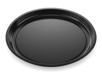 Steel round baking or food tray isolated on white