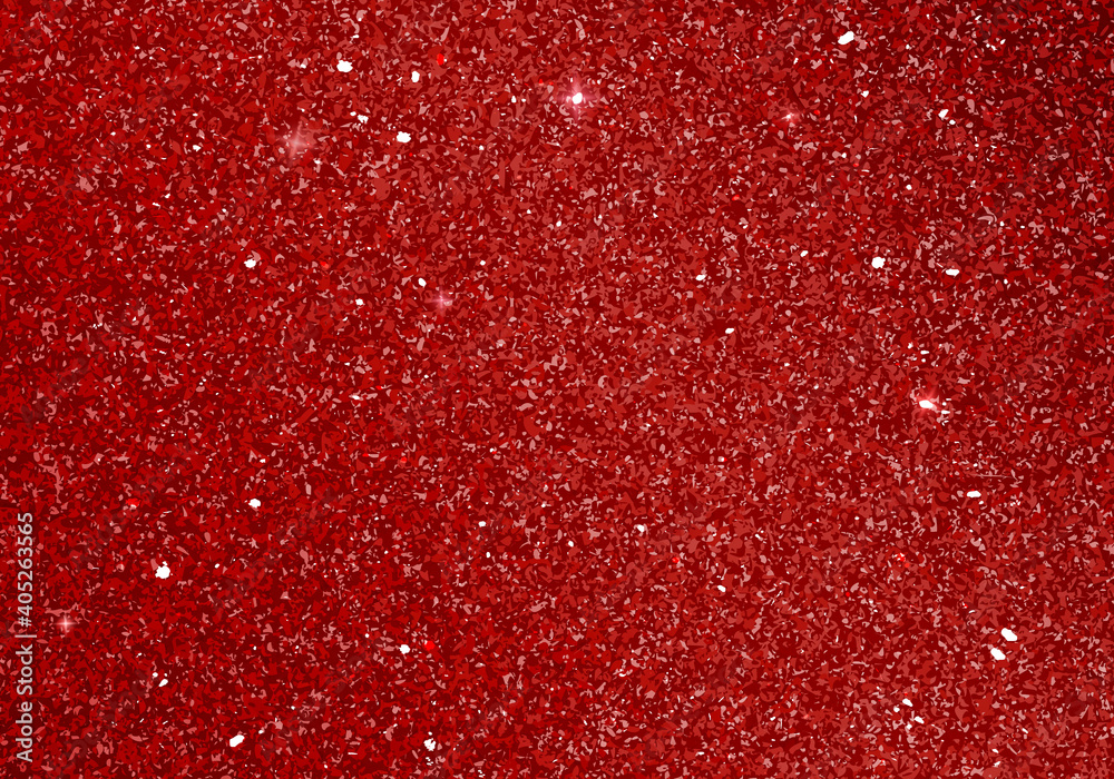 Poster Glitter Background in Red Color. Vector Magic Bg with Glowing and Shine Elements