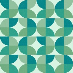 Geometric retro mid century green leaf seamless pattern wallpaper background