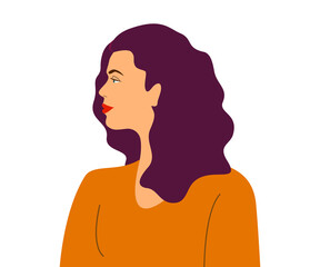 silhouette of a person with a headache. woman portrait profile. Female face in minimal flat style.