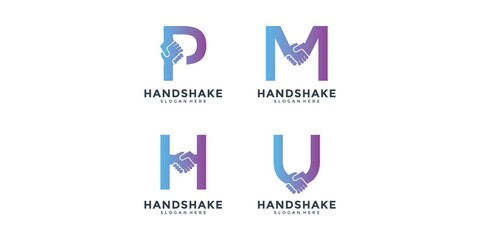 handshake logo design graphic monogram