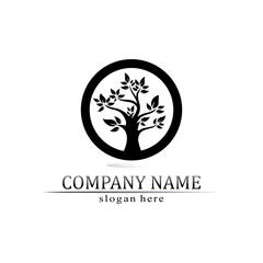 Tree leaf vector and green logo design friendly concept nature and healthy