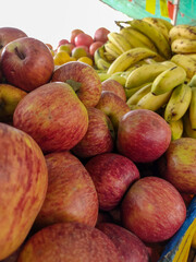 Pile of red apples on the market