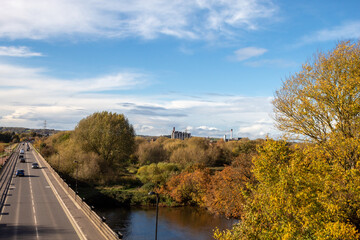 Visit park in autumn in my city Burton on trent England, walking on river