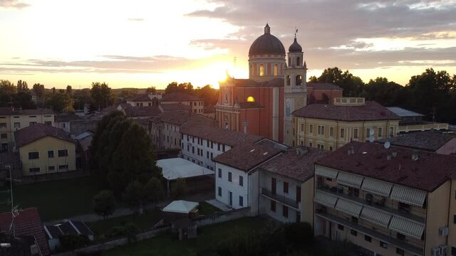 aerial view of the cathedral of Boretto Italy