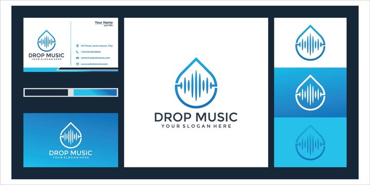 drop music logo design and business card